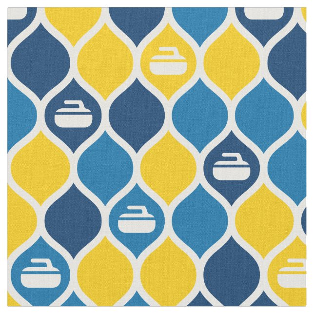 Curling Tile Fabric - Blue/Yellow (Close Up)