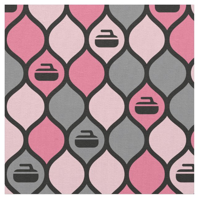 Curling Tile Fabric - Pink/Grey (Close Up)