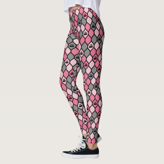 Curling Tile Leggings - Pink/Grey (Left)