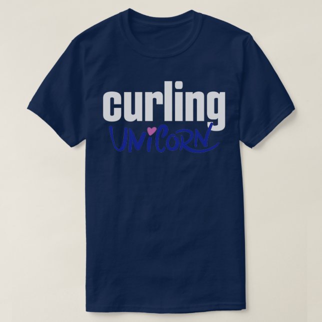 Curling Unicorn Winter Sports 2 T-Shirt (Design Front)