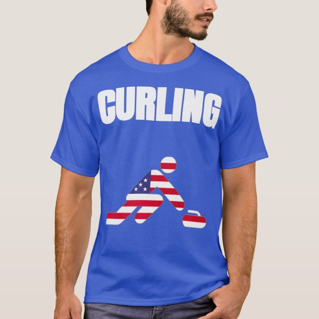 Curling USA 2021 Flag Shirr Tokyo 2021 Summer T-Shirt (Front)
