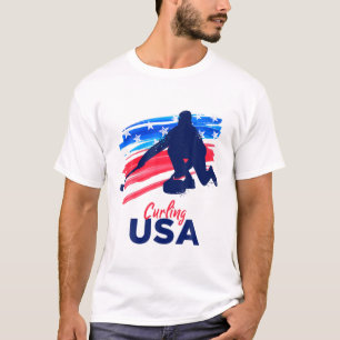 Curling USA Support The Team T USA Flag Curl Clean T-Shirt