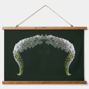 Curling White Wildflower Abstract  Hanging Tapestry