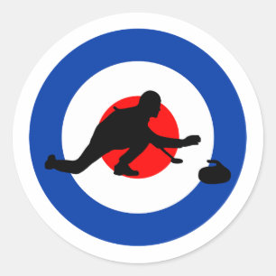 Curling Winter Ice Sport Curler Bullseye Classic Round Sticker