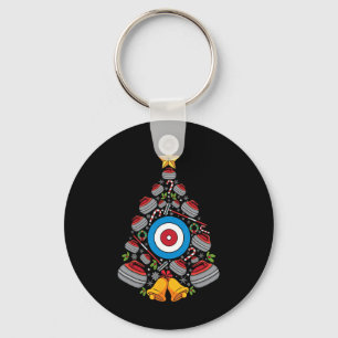 Curling Xmas Tree Curling Players Curler Christmas Key Ring