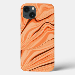 Curlings in tones of orange, curved brown cylinder iPhone 13 case
