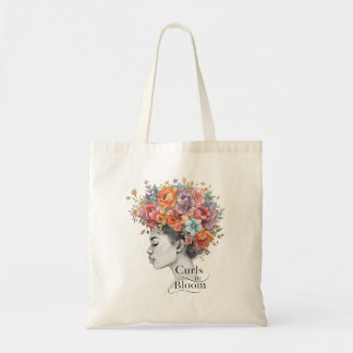 "Curls in Bloom" Spring Floral Custom Graphic Tote Bag