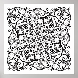 Curls 'n Swirls Floral Vines Colour Me Poster