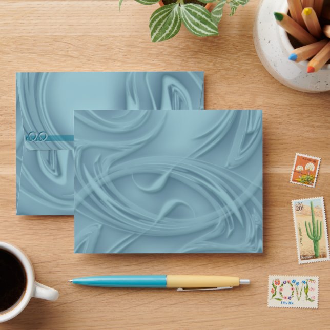Curls Over Blue Envelope (Desk)