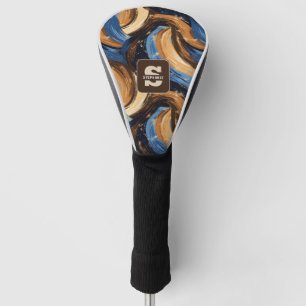 Curly Abstract Brushstrokes in Blue & Brown Golf Head Cover