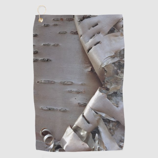Curly Birch Bark Tree Rustic Golf Towel (Front)