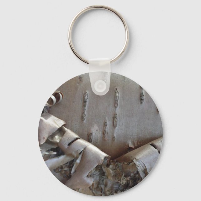 Curly Birch Bark Tree Rustic Key Ring (Front)