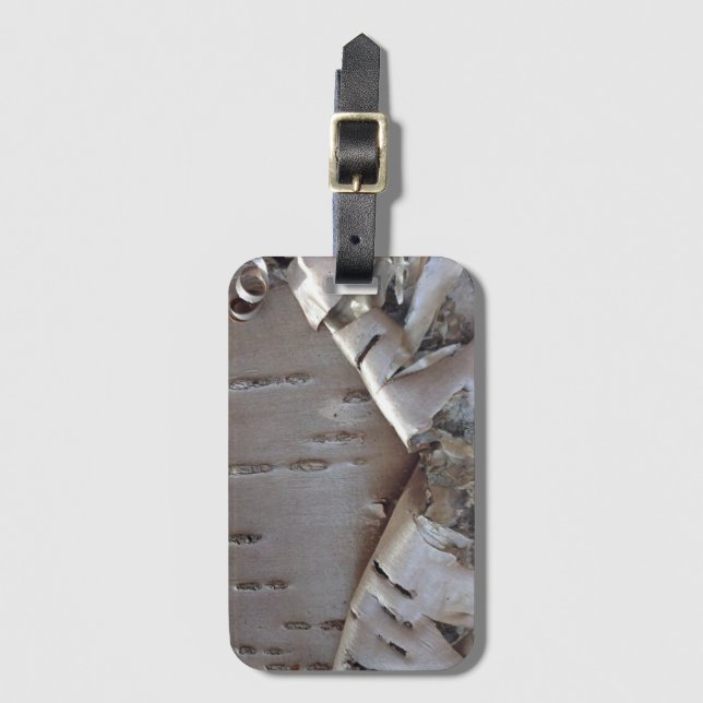 Curly Birch Bark Tree Rustic Luggage Tag (Front Vertical)