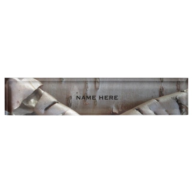Curly Birch Bark Tree Rustic Nameplate (Front)