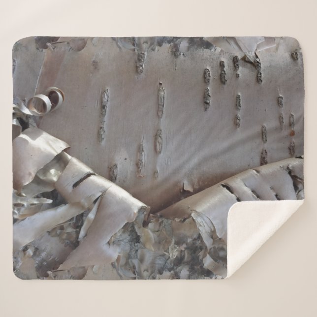 Curly Birch Bark Tree Rustic Sherpa Blanket (Front (Horizontal))
