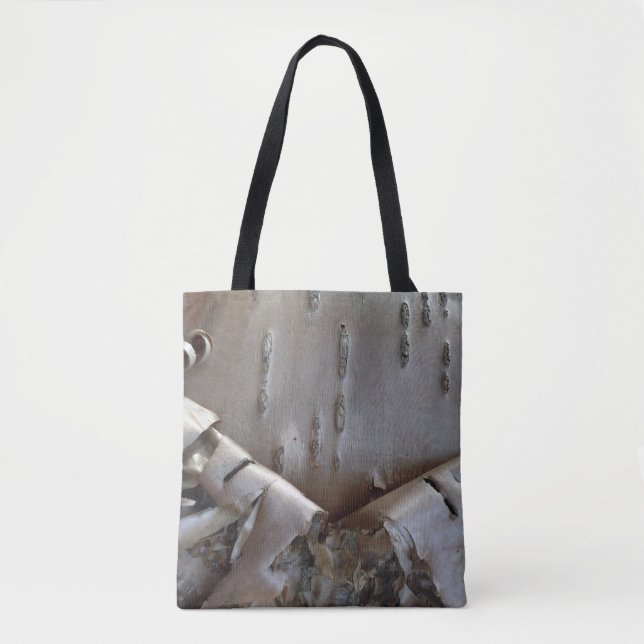 Curly Birch Bark Tree Rustic Tote Bag (Front)