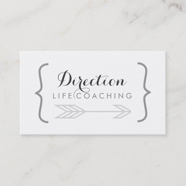 Curly Bracket Cursive Name Creative Life Coaching Business Card (Front)