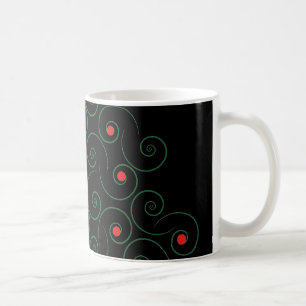 Curly Christmas Tree Black Coffee Mug