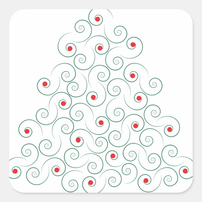 Curly Christmas Tree White Sticker (Front)