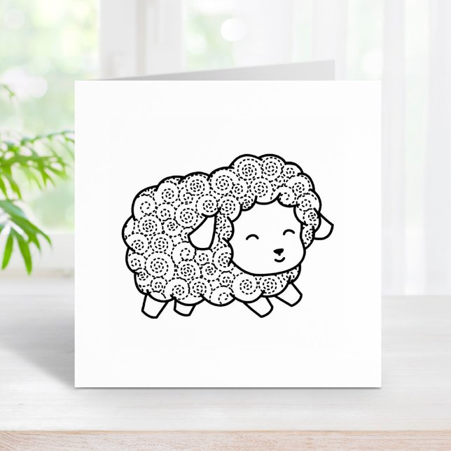 Curly Coat Happy Little Sheep Ewe Rubber Stamp (Creator Uploaded)