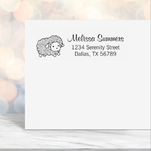 Curly Coat Little Sheep Ewe Return Address Self-inking Stamp
