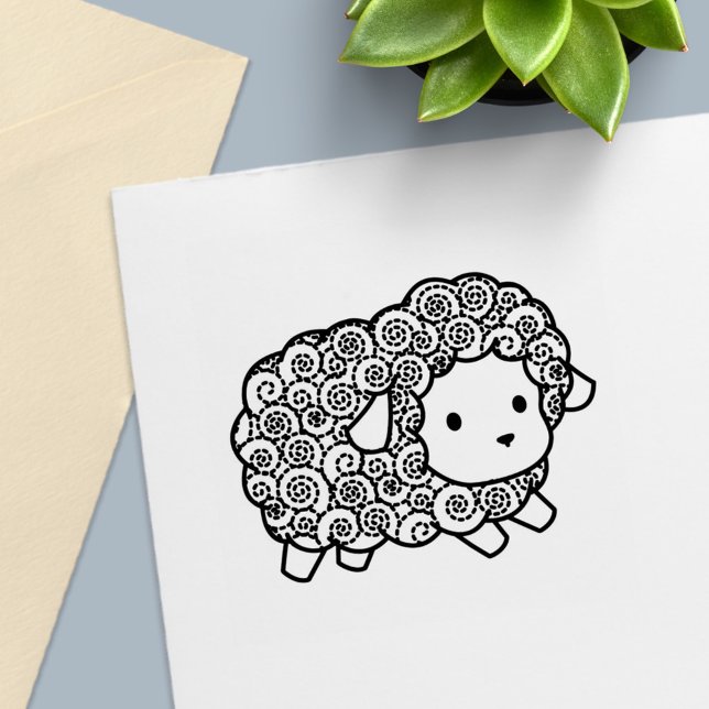 Curly Coat Little Sheep Ewe Self-inking Stamp (Creator Uploaded)