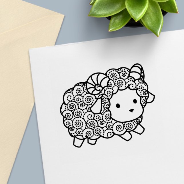 Curly Coat Little Sheep Ram Self-inking Stamp (Creator Uploaded)