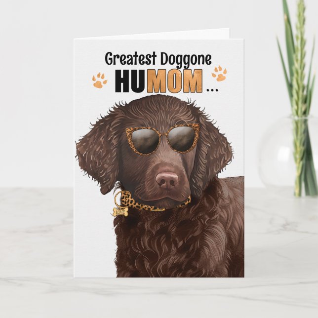 Curly Coated Retrieve Best HuMOM Ever Mother's Day Holiday Card (Front)