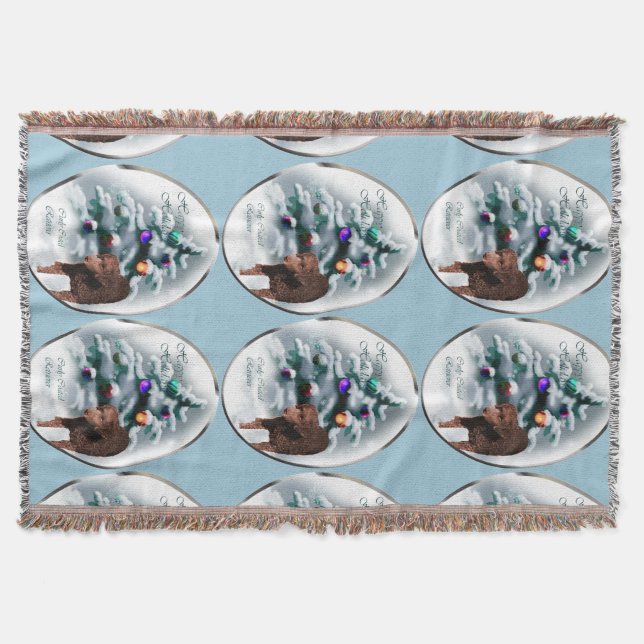Curly Coated Retriever Christmas Throw Blanket (Front)