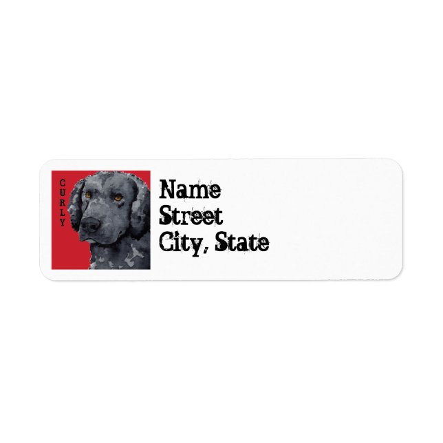 Curly-Coated Retriever Colour Block Return Address Label (Front)