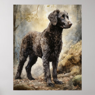 Curly Coated Retriever Dog Art Print Poster