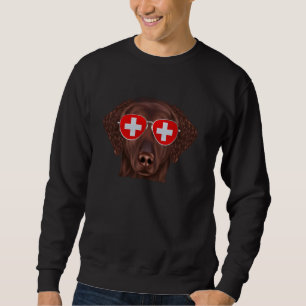 Curly-Coated Retriever Dog Switzerland Flag Sungla Sweatshirt