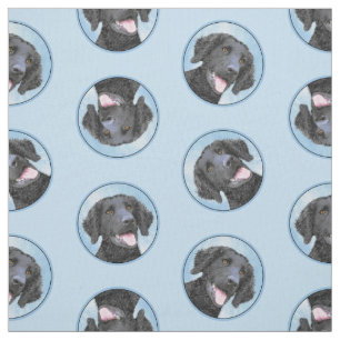 Curly-Coated Retriever Painting Original Dog Art Fabric
