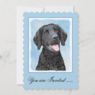 Curly-Coated Retriever Painting - Original Dog Art Invitation