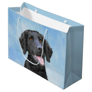 Curly-Coated Retriever Painting - Original Dog Art Large Gift Bag