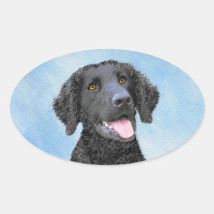 Curly-Coated Retriever Painting - Original Dog Art Oval Sticker