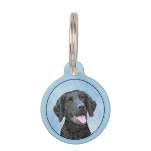 Curly-Coated Retriever Painting - Original Dog Art Pet Tag