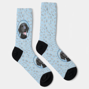 Curly-Coated Retriever Painting - Original Dog Art Socks
