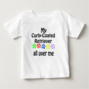 Curly-Coated Retriever Walks Design Baby T-Shirt
