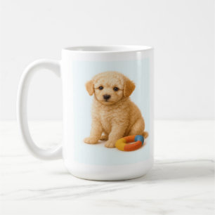 Curly Cue – Poodle Puppy with Plush Ring Toy Coffee Mug