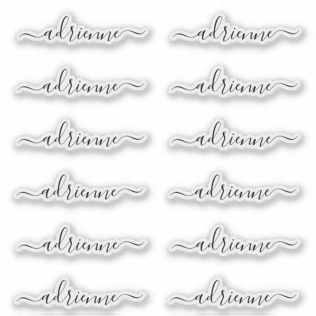 Curly Cursive Script Personalised Name Labels (Front)