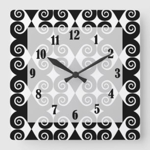 Curly Diamond Pattern Square Wall Clock