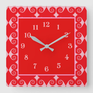 Curly Diamond Pattern Square Wall Clock