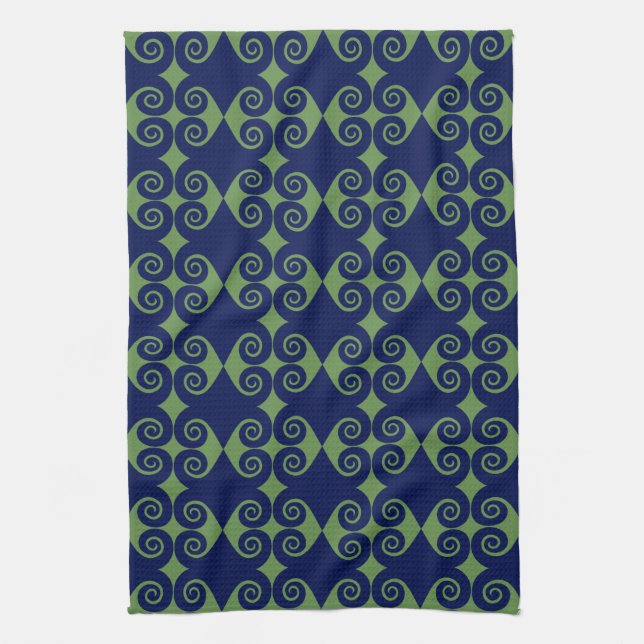 Curly Diamond Pattern Tea Towel (Vertical)