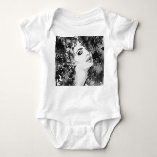 Curly Grace: Fashion Watercolor Beauty Baby Bodysuit