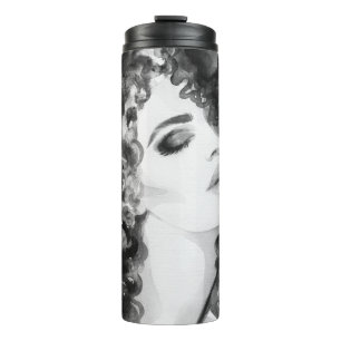 Curly Grace: Fashion Watercolor Beauty Thermal Tumbler