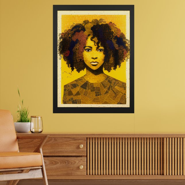 Curly Hair African American Woman Collage Poster (Living Room 2)