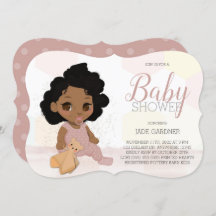Curly Hair Baby Shower Invite – Brown Skin Tone
