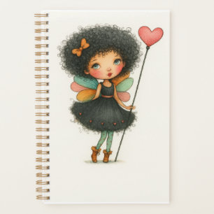 Curly Hair Fairy Girl Watercolor Planner