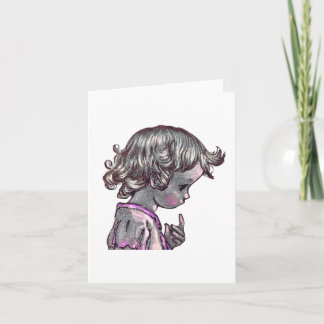 Curly Hair Girl folded note card